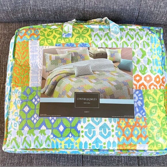 NEW Cynthia Rowley NEW YORK 3 piece Set Bedspread Quilt 2 Shams Patchwork NIP - Picture 5 of 13